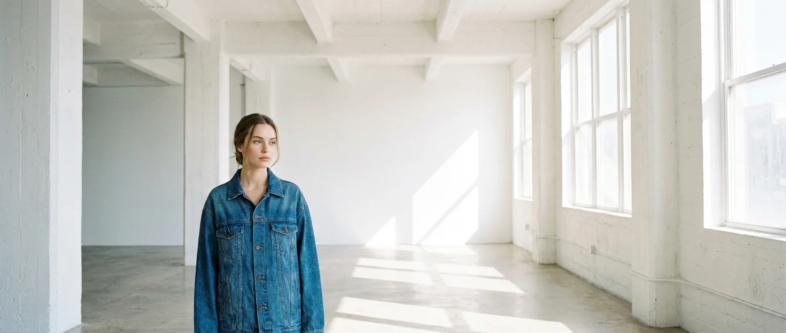 Oversized denim jacket — Wash, whiskering and hardware intact