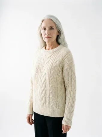 Cable knit sweater — Wool that still reads as wool